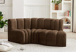 Meridian Furniture - Arc Velvet Modular Sofa in Brown - 103Brown-S3D - GreatFurnitureDeal