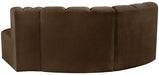 Meridian Furniture - Arc Velvet Modular Sofa in Brown - 103Brown-S3D - GreatFurnitureDeal