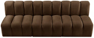 Meridian Furniture - Arc Velvet Modular Sofa in Brown - 103Brown-S3F - GreatFurnitureDeal