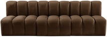 Meridian Furniture - Arc Velvet Modular Sofa in Brown - 103Brown-S3F - GreatFurnitureDeal