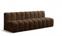 Meridian Furniture - Arc Velvet Modular Sofa in Brown - 103Brown-S3F - GreatFurnitureDeal