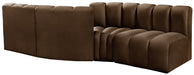 Meridian Furniture - Arc Velvet 4 Piece Sectional in Brown - 103Brown-S4A - GreatFurnitureDeal