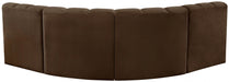 Meridian Furniture - Arc Velvet 4 Piece Sectional in Brown - 103Brown-S4B - GreatFurnitureDeal