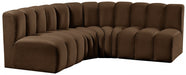 Meridian Furniture - Arc Velvet 4 Piece Sectional in Brown - 103Brown-S4B - GreatFurnitureDeal