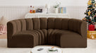 Meridian Furniture - Arc Velvet 4 Piece Sectional in Brown - 103Brown-S4C - GreatFurnitureDeal