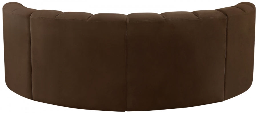 Meridian Furniture - Arc Velvet 4 Piece Sectional in Brown - 103Brown-S4C - GreatFurnitureDeal