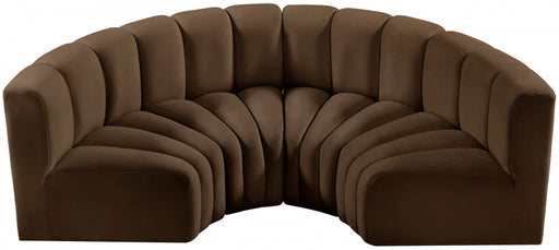 Meridian Furniture - Arc Velvet 4 Piece Sectional in Brown - 103Brown-S4C - GreatFurnitureDeal