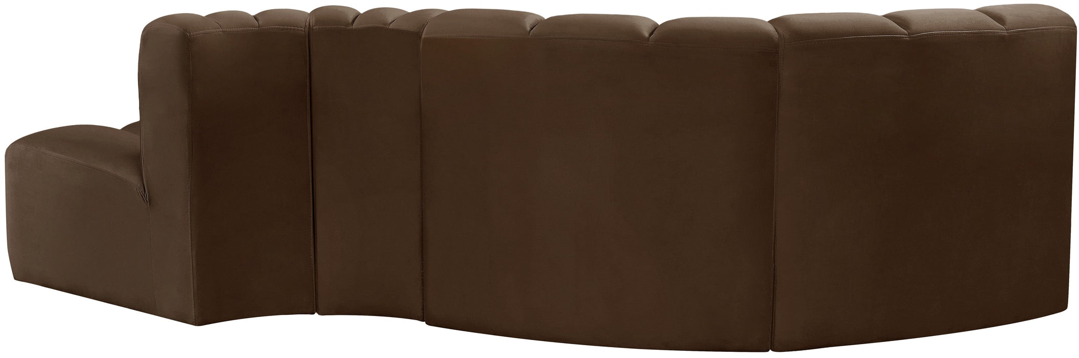 Meridian Furniture - Arc Velvet 4 Piece Sectional in Brown - 103Brown-S4D - GreatFurnitureDeal