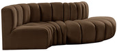 Meridian Furniture - Arc Velvet 4 Piece Sectional in Brown - 103Brown-S4D - GreatFurnitureDeal