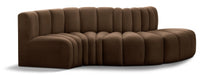 Meridian Furniture - Arc Velvet 4 Piece Sectional in Brown - 103Brown-S4D - GreatFurnitureDeal