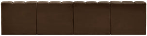 Meridian Furniture - Arc Velvet 4 Piece Sectional in Brown - 103Brown-S4E - GreatFurnitureDeal