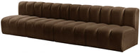 Meridian Furniture - Arc Velvet 4 Piece Sectional in Brown - 103Brown-S4E - GreatFurnitureDeal