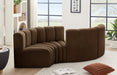 Meridian Furniture - Arc Velvet 4 Piece Sectional in Brown - 103Brown-S4F - GreatFurnitureDeal