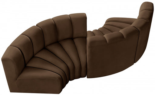 Meridian Furniture - Arc Velvet 4 Piece Sectional in Brown - 103Brown-S4F - GreatFurnitureDeal