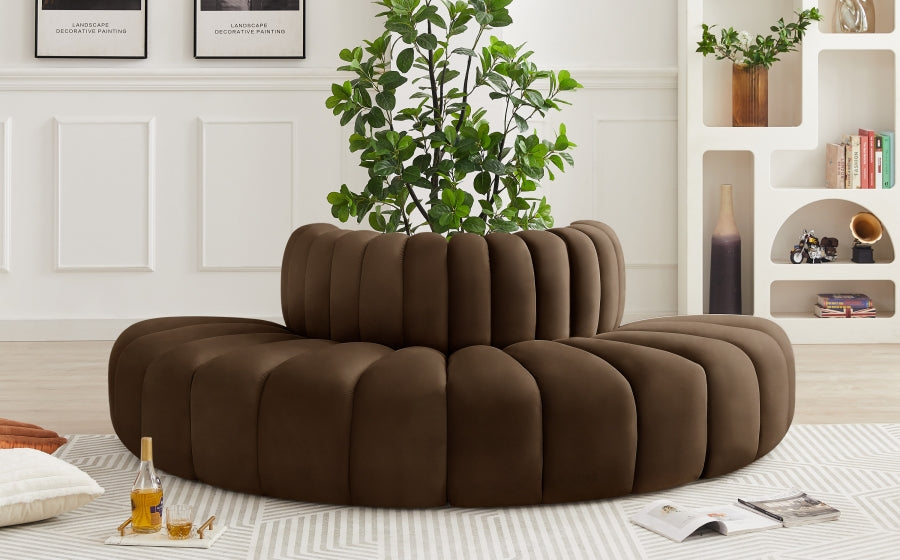 Meridian Furniture - Arc Velvet 4 Piece Sectional in Brown - 103Brown-S4G - GreatFurnitureDeal