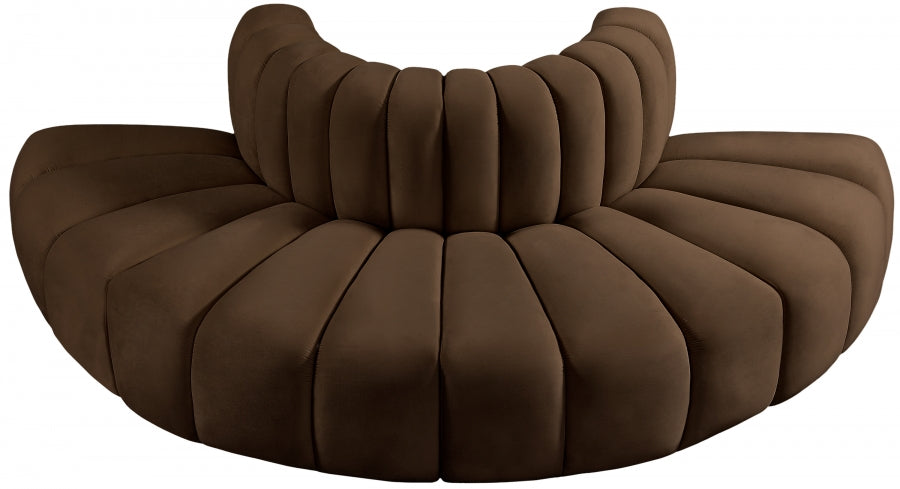 Meridian Furniture - Arc Velvet 4 Piece Sectional in Brown - 103Brown-S4G - GreatFurnitureDeal