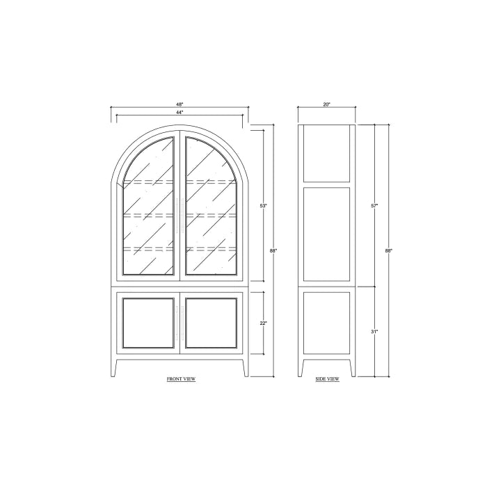 Bramble - Lumina Glass Cabinet in Walnut w/ Putty Interior - 28421WLT-PUT--NDT - GreatFurnitureDeal