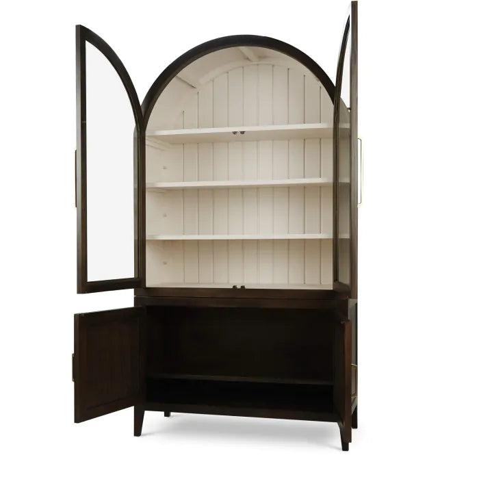 Bramble - Lumina Glass Cabinet in Walnut w/ Putty Interior - 28421WLT-PUT--NDT - GreatFurnitureDeal