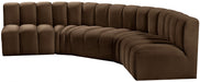 Meridian Furniture - Arc Velvet 5 Piece Sectional in Brown - 103Brown-S5A - GreatFurnitureDeal