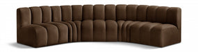 Meridian Furniture - Arc Velvet 5 Piece Sectional in Brown - 103Brown-S5A - GreatFurnitureDeal