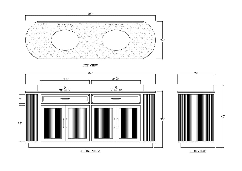 Bramble - Kraton Oval Double Vanity w/ Sink & Marble Top - BR-28422 - GreatFurnitureDeal