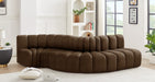 Meridian Furniture - Arc Velvet 5 Piece Sectional in Brown - 103Brown-S5B - GreatFurnitureDeal