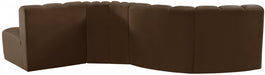 Meridian Furniture - Arc Velvet 5 Piece Sectional in Brown - 103Brown-S5B - GreatFurnitureDeal