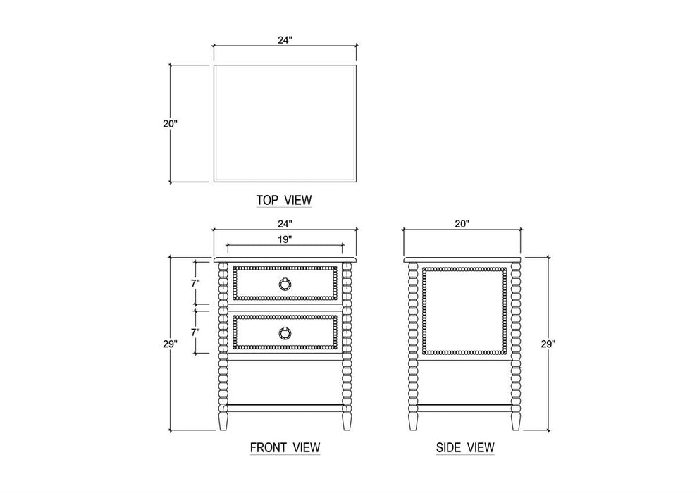 Bramble - Cholet 2 Drawer Bedside Table w/ Shelf in Architectural White - 28423HRW----LDT