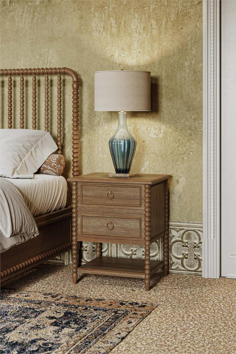 Bramble - Cholet 2 Drawer Bedside Table w/ Shelf in Straw Wash - 28423STW-----