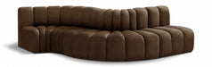 Meridian Furniture - Arc Velvet 5 Piece Sectional in Brown - 103Brown-S5B - GreatFurnitureDeal