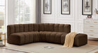 Meridian Furniture - Arc Velvet 5 Piece Sectional in Brown - 103Brown-S5C - GreatFurnitureDeal