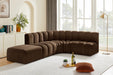 Meridian Furniture - Arc Velvet 5 Piece Sectional in Brown - 103Brown-S5C - GreatFurnitureDeal