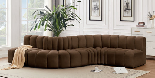 Meridian Furniture - Arc Velvet 6 Piece Sectional in Brown - 103Brown-S6A - GreatFurnitureDeal