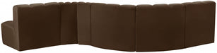 Meridian Furniture - Arc Velvet 6 Piece Sectional in Brown - 103Brown-S6A - GreatFurnitureDeal