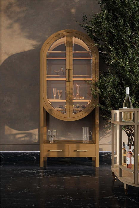 Bramble - Napa Wine Cabinet w/ Mirrored Back in Antique French Oak - 28425AFD-----