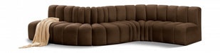 Meridian Furniture - Arc Velvet 6 Piece Sectional in Brown - 103Brown-S6A - GreatFurnitureDeal