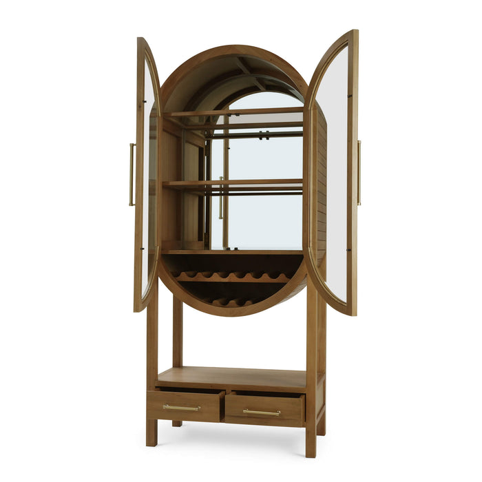 Bramble - Napa Wine Cabinet w/ Mirrored Back in Antique French Oak - 28425AFD----- - GreatFurnitureDeal