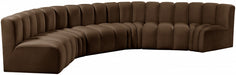 Meridian Furniture - Arc Velvet 6 Piece Sectional in Brown - 103Brown-S6B - GreatFurnitureDeal