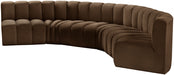 Meridian Furniture - Arc Velvet 6 Piece Sectional in Brown - 103Brown-S6B - GreatFurnitureDeal