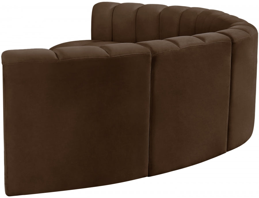 Meridian Furniture - Arc Velvet 6 Piece Sectional in Brown - 103Brown-S6B - GreatFurnitureDeal