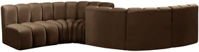 Meridian Furniture - Arc Velvet 6 Piece Sectional in Brown - 103Brown-S6D - GreatFurnitureDeal