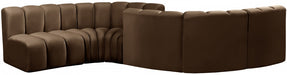 Meridian Furniture - Arc Velvet 6 Piece Sectional in Brown - 103Brown-S6D - GreatFurnitureDeal