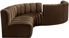 Meridian Furniture - Arc Velvet 6 Piece Sectional in Brown - 103Brown-S6D - GreatFurnitureDeal