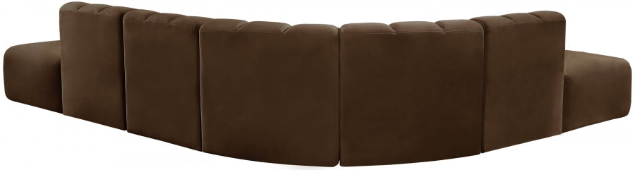 Meridian Furniture - Arc Velvet 7 Piece Sectional in Brown - 103Brown-S7A - GreatFurnitureDeal