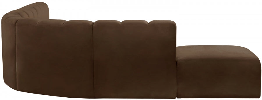 Meridian Furniture - Arc Velvet 7 Piece Sectional in Brown - 103Brown-S7A - GreatFurnitureDeal