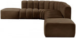 Meridian Furniture - Arc Velvet 7 Piece Sectional in Brown - 103Brown-S7A - GreatFurnitureDeal