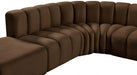 Meridian Furniture - Arc Velvet 7 Piece Sectional in Brown - 103Brown-S7A - GreatFurnitureDeal