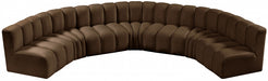 Meridian Furniture - Arc Velvet 7 Piece Sectional in Brown - 103Brown-S7B - GreatFurnitureDeal