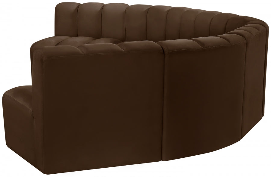 Meridian Furniture - Arc Velvet 7 Piece Sectional in Brown - 103Brown-S7B - GreatFurnitureDeal