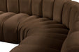 Meridian Furniture - Arc Velvet 7 Piece Sectional in Brown - 103Brown-S7B - GreatFurnitureDeal